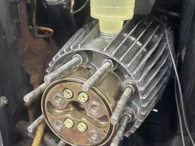 Full refurbishment carried out on the C3 pump assembly during servicing work on a heavily used Nilfisk Neptune 7. The pump was stripped down, inspected for wear, rebuilt with new valves and seals, and refilled with fresh oil ready for continued heavy-duty